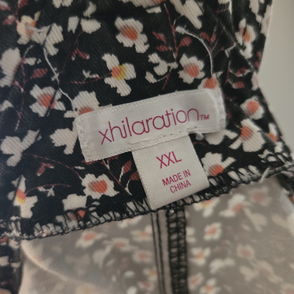 Xhilaration Black Floral Overall Dress - Picture 3 of 3